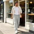 thumbnail image 6 of Mens Casual Cargo Pants with Multi Pockets Workout Joggers Stretch Sweatpants Hiking Drawstring Pants, 6 of 7