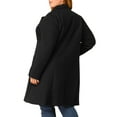 thumbnail image 3 of Unique Bargains Women's Plus Notched Lapel Double Breasted Long Coat Black 1X, 3 of 6
