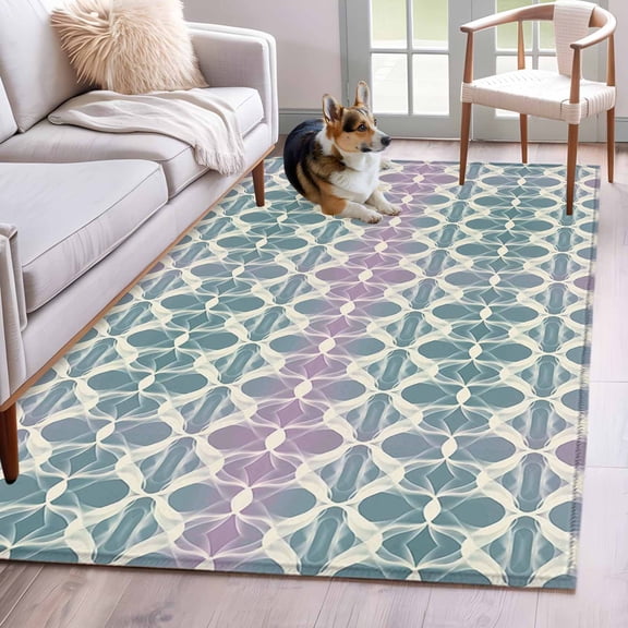 3'x5' Area Rugs, Teal Pink Indoor Outdoor Area Rug for Living Room Bedroom, Modern Abstract Geometric Washable Bathroom Rugs Kitchen Floor Carpet Mats Home Decor Aesthetic