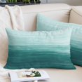thumbnail image 2 of Turquoise Ombre Pillow Covers 16"x24", Modern Abstract Art Ocean Oil Painting Soft Brushed Microfiber Breathable Throw Pillow Covers, Pillowcase with Zipper for Couch Sofa Bedroom Living Room, 2 of 9