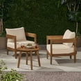 thumbnail image 6 of GDF Studio Burrough Outdoor Acacia Wood 3 Piece Chat Set with Cushions, Teak and Beige, 6 of 12