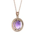 thumbnail image 5 of Galaxy Gold 14K Solid Rose Gold 24" Necklace with Natural Diamonds and a Victorian-Style Purple Amethyst Drop, 14"-24" Sizes, February Birthstone, Symbol of Serenity, 5 of 7