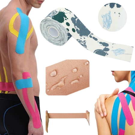 WUXIAB Rigid Sports Tape Home Sports Care Tape Travel Sports Tape Volleyball Tape Water Resistant Build 5cm x 5m Tiger Stripe Athletic Sports Tape Easy Tear Breathable Cotton for Joint Support