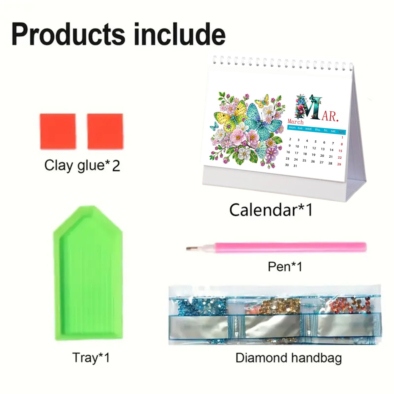FLOPESN 2026 DIY Diamond Art Painting Desk Calendar,Thick Paper Monthly Flip Tabletop Calendar with To Do List for Home Office Planning-Butterfly