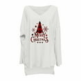 thumbnail image 3 of Womens V Neck Long Sleeve Tops Long Tops Wear with Leggings Casual Christmas Print High Low Hem Pullover Shirts(White,XL), 3 of 4