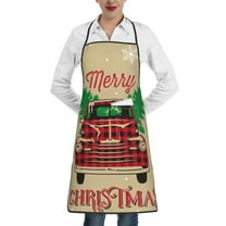 Rocae Christmas Vintage Red Truck for Kitchen Aprons for Women Adjustable Cooking Kitchen Chef Apron for Men with Pockets