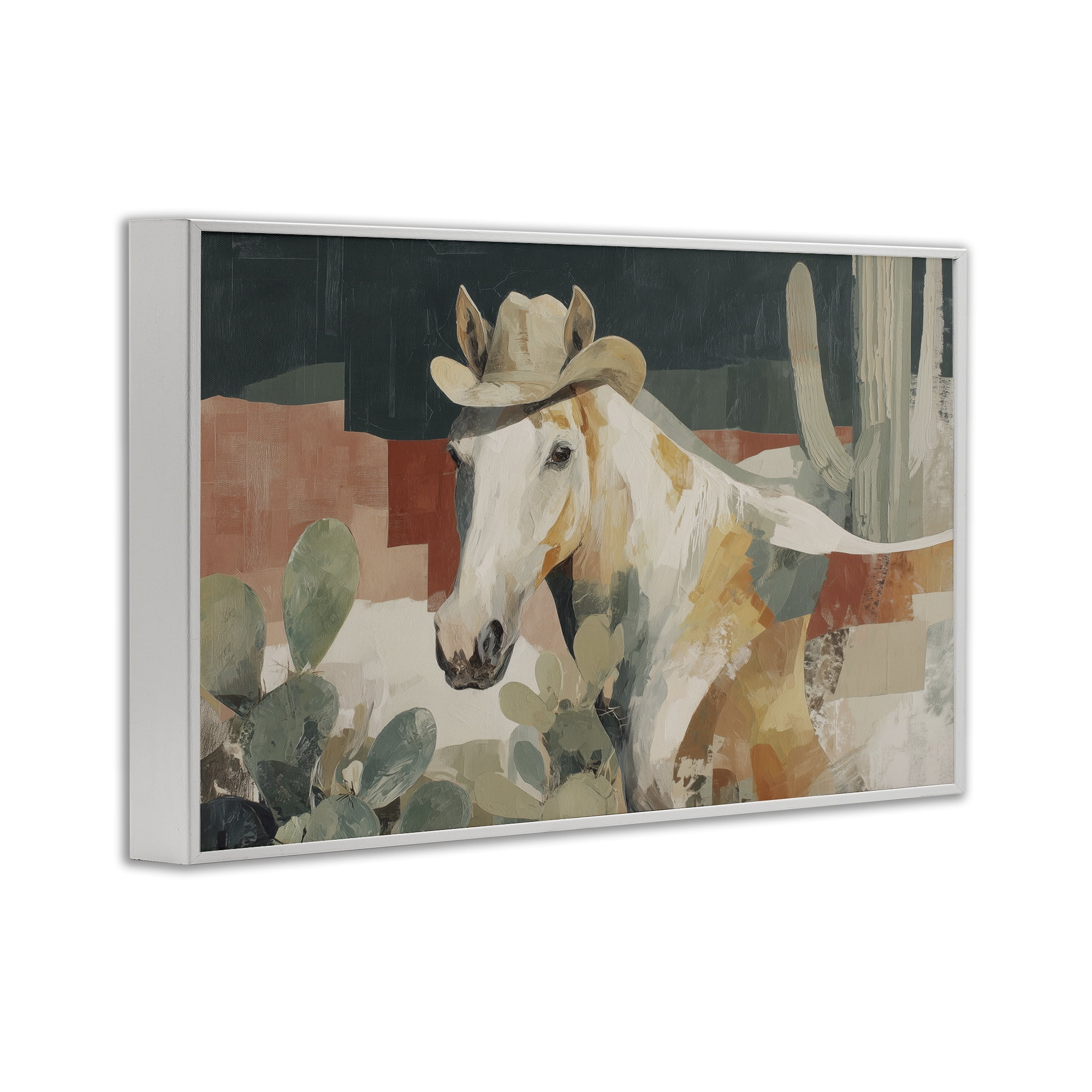 Stupell Industries Horse in Cowboy Hat White Framed Giclee Art, design by Chromatic Storm Studio