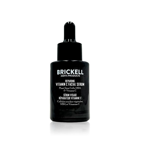 Brickell Men's Anti Aging Vitamin C Serum For Face, Repairing Night Face Serum for Men, Natural and Organic Hyaluronic Acid Serum For Face to Diminish