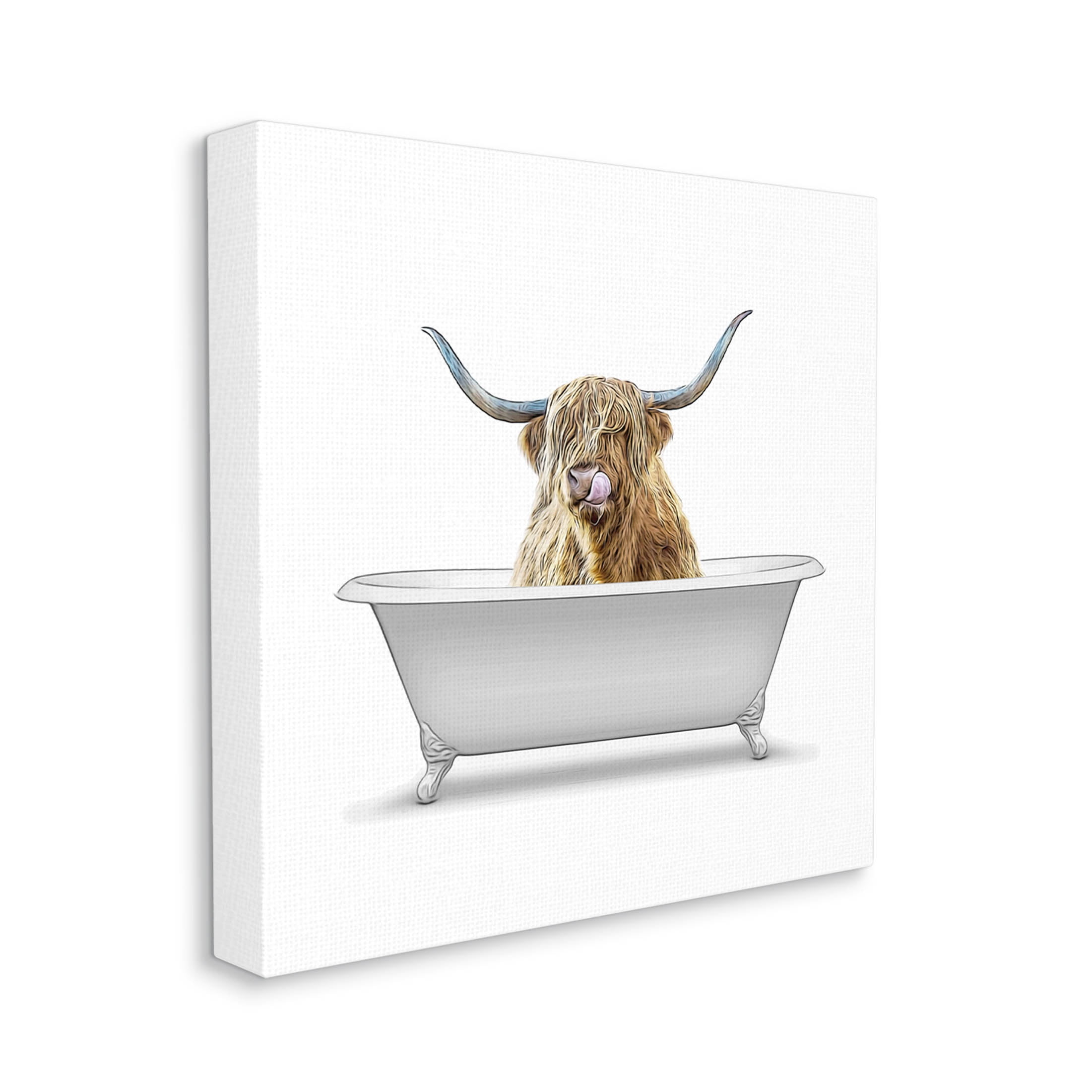Stupell Industries Highland Cow Farmhouse Bathroom Graphic Art Gallery Wrapped Canvas Print Wall Art, Design by Annalisa Latella