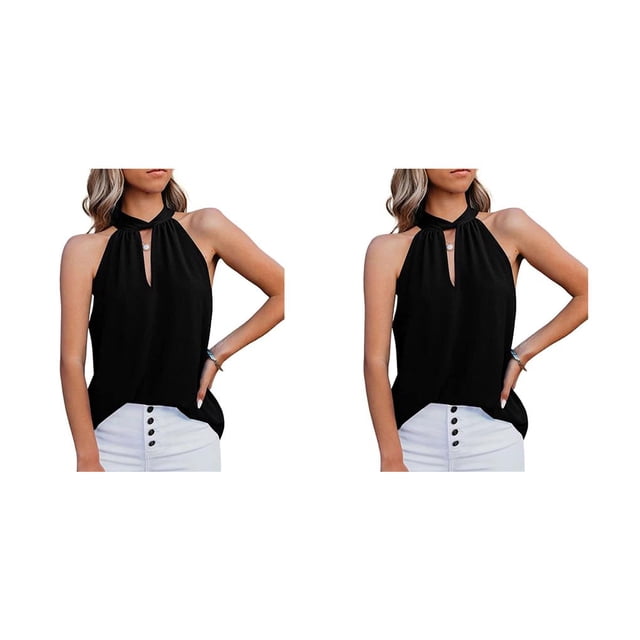 Sonducket Blusa sin mangas para mujer, camisa informal con cuello de corbata para niñas, ropa transpirable de noche de compras, Top elegante de verano, Type9 NO9 Sonducket CBP251010