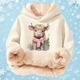 thumbnail image 4 of Girls Hoodie Lined Pullover Warm Winter Kids Casual Top with Cute Print Clothes, 4 of 5