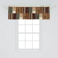 thumbnail image 2 of Abstract Window Valance Pack of 2, Autumnal Tones Earthy Modern Stripes and Squares with Simple Lines, Rod Pocket Curtain Valances Kitchen Bedroom, 54" X 18",Caramel Burgundy Green, 2 of 5
