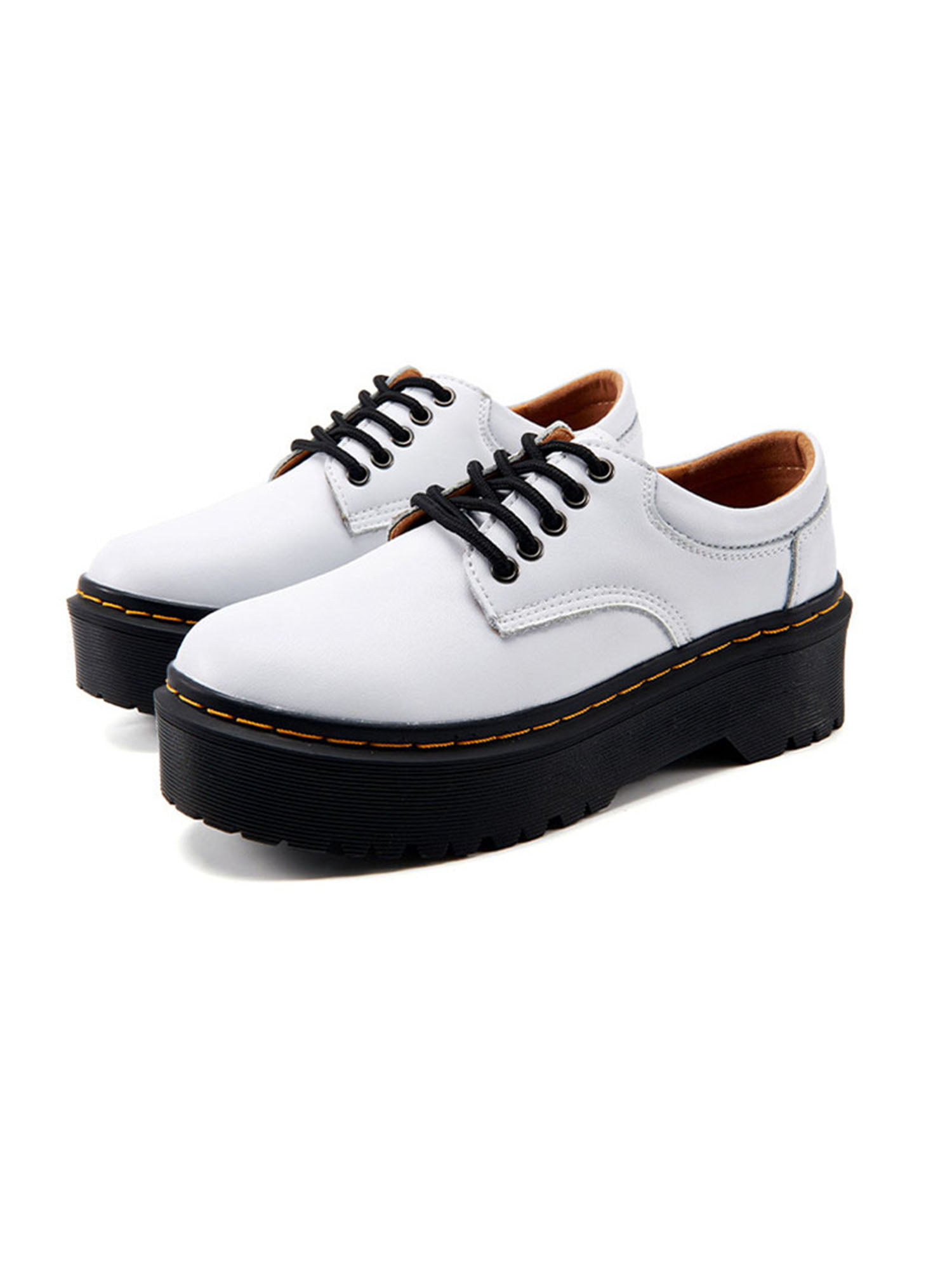 Details about   Retro Women Real Leather Round Toe Oxfords Lace Up Casual Shoes Breathable Shoes