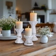 thumbnail image 4 of Candle Holder for Pillar Candle Set of 3, Farmhouse Wood Candle Holder, Rustic Wooden Candle Stand, Decorative Wood Candlestick Holders for Living Room, Table Centerpiece (RusticWhite), 4 of 11