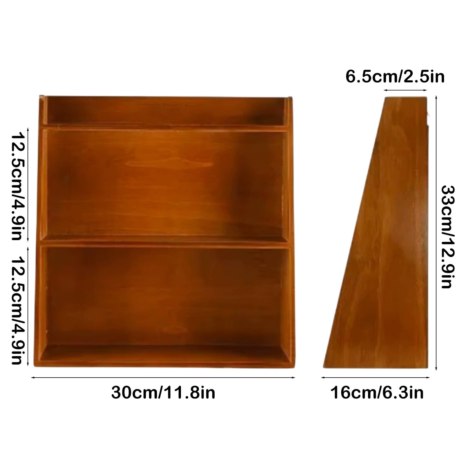 SSZMDLB under $5 Wooden Desktop Shelf, Vintage Trapezoid Organizer for Desk Tabletop, No Installation Storage Rack for Book Decoration Office Living Room Bedroom Coffee Station