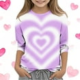 thumbnail image 2 of BLVB Kids Valentine Shirt Girls Valentines Shirts Casual Basic Tees Cute Heart Grpahic 3/4 Sleeve Tops 3-12Y, 2 of 5
