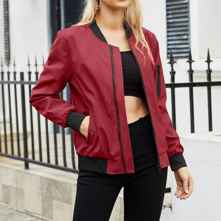 SMihono Womens Jackets Lightweight Zip Up Cropped Coat Fashion Windbreaker  Outerwear Casual Quilted Jacket Baseball Uniform 2023 Trendy Winter Warm  Ladies Hooded Outwear Jackets Wine 6 