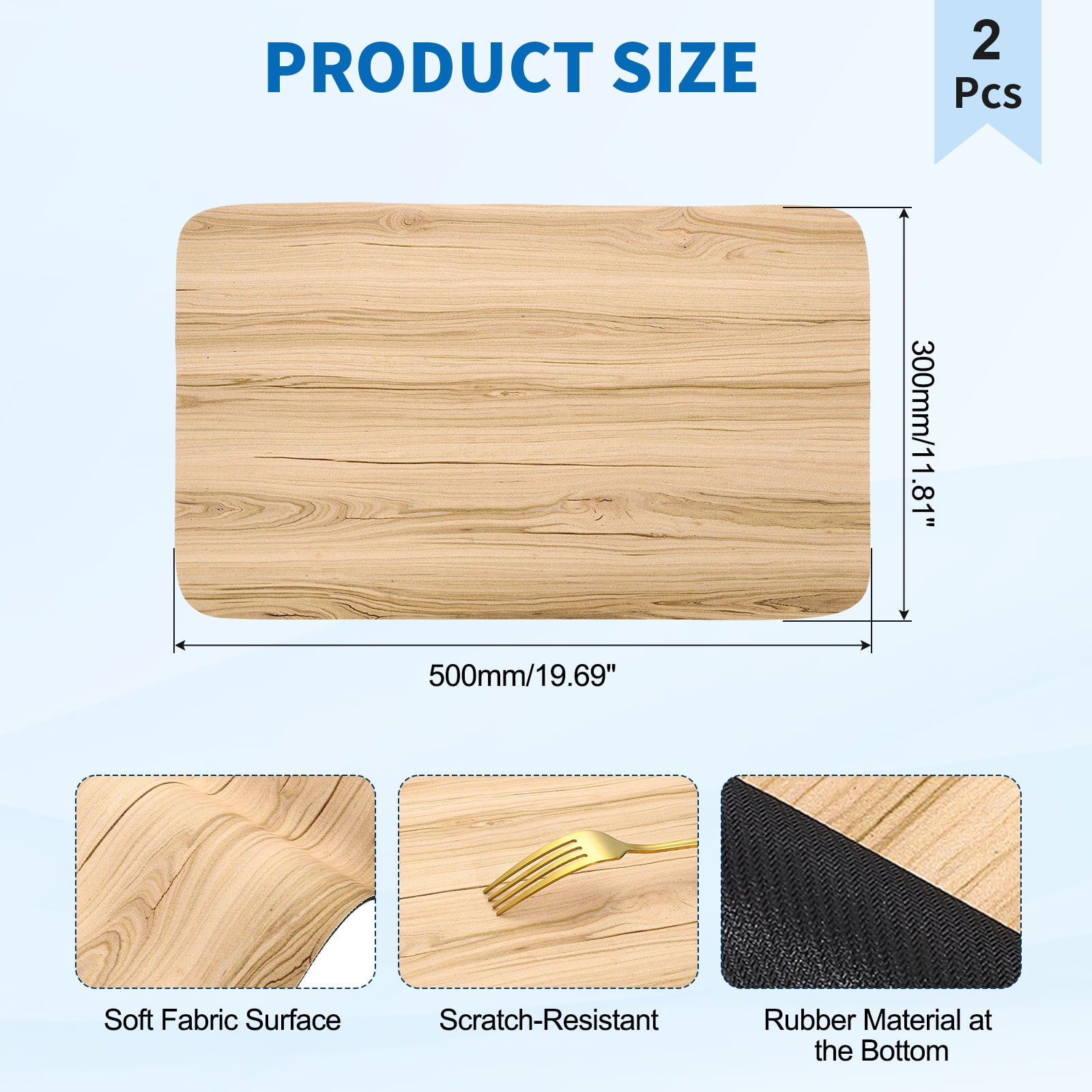 Washer and Dryer Top Protector Mat 20" x 12", 2Pack - Non-Slip, Quick Drying Rubber Washing Machine Top Cover Pad for Home Kitchen Laundry Room, Wood Grain