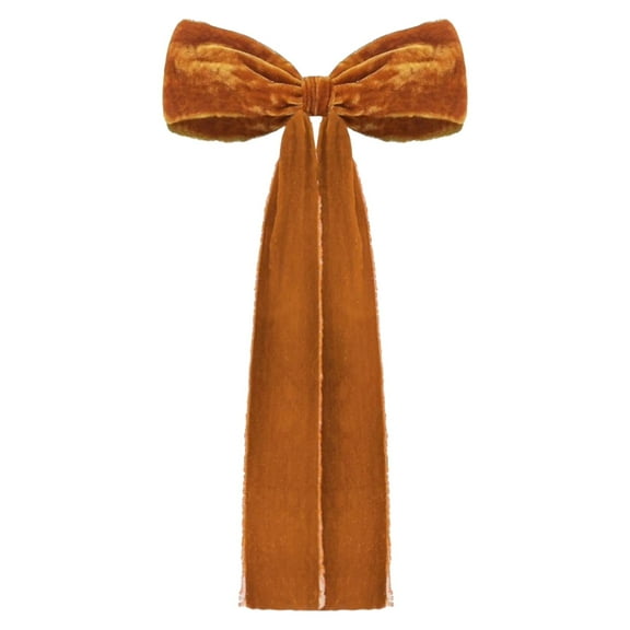 Oversized Velvet Christmas Bow, Flocked Holiday Garland for Staircase, Tree & Wall Decor, Khaki Ribbon for Weddings & Parties, 8.66x17.7 inches, Bow