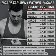 Mens Motorbike Leather Jacket Distress Zip Up Motorcycle Protection Jackets Natural Black-42