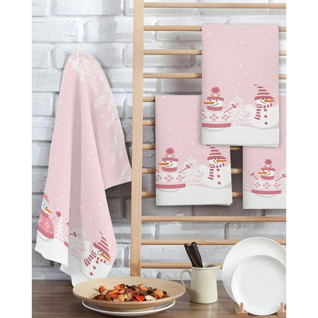

Christmas Winter Cedar Tree Snowflake Pink 30*30cm Waffle Microfiber Kitchen Towel Soft Cleaning Cloth Scouring Pad Wiping Rag