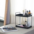 thumbnail image 2 of 2-Tier Standing Rack, KINGBERWI Bathroom Countertop Storage Shelf Cosmetic Organizer Holder Kitchen Spice Rack, Black, 2 of 7