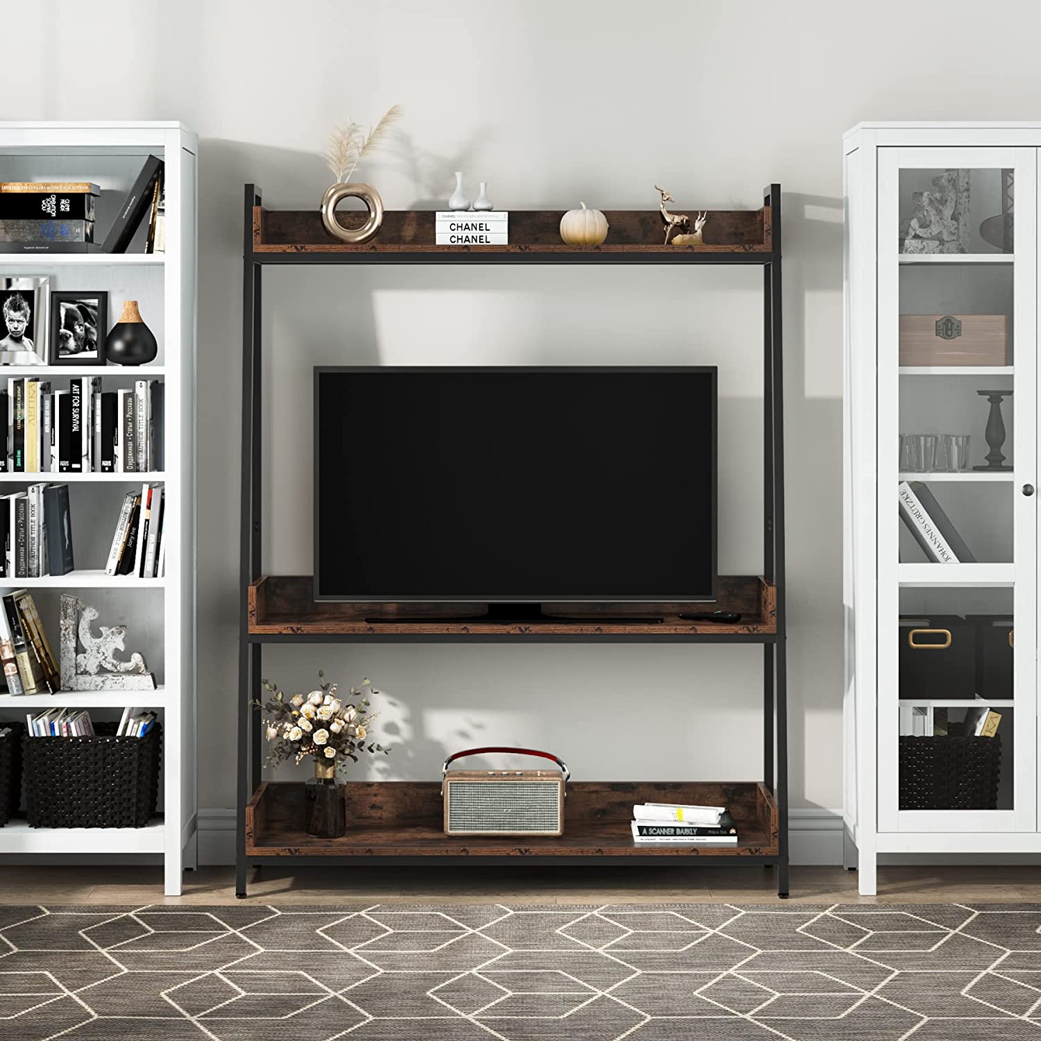 Tribesigns Tier Ladder TV Shelf, TV Stand For TVs Up To 50, TV Unit