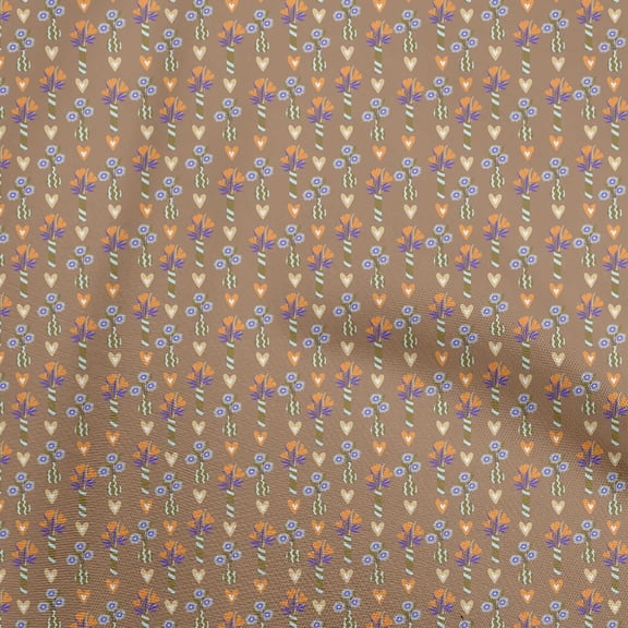 oneOone Cotton Jersey Brown Fabric Floral Sewing Fabric By The Yard Printed Diy Clothing Sewing Supplies 58 Inch Wide