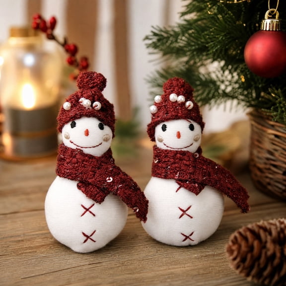 Qjidjing 2Pcs Christmas Tree Snowman Ornaments, Xmas Hanging Pendant Accessories, for Christmas Tree, Home Wall, Holiday Party Decor