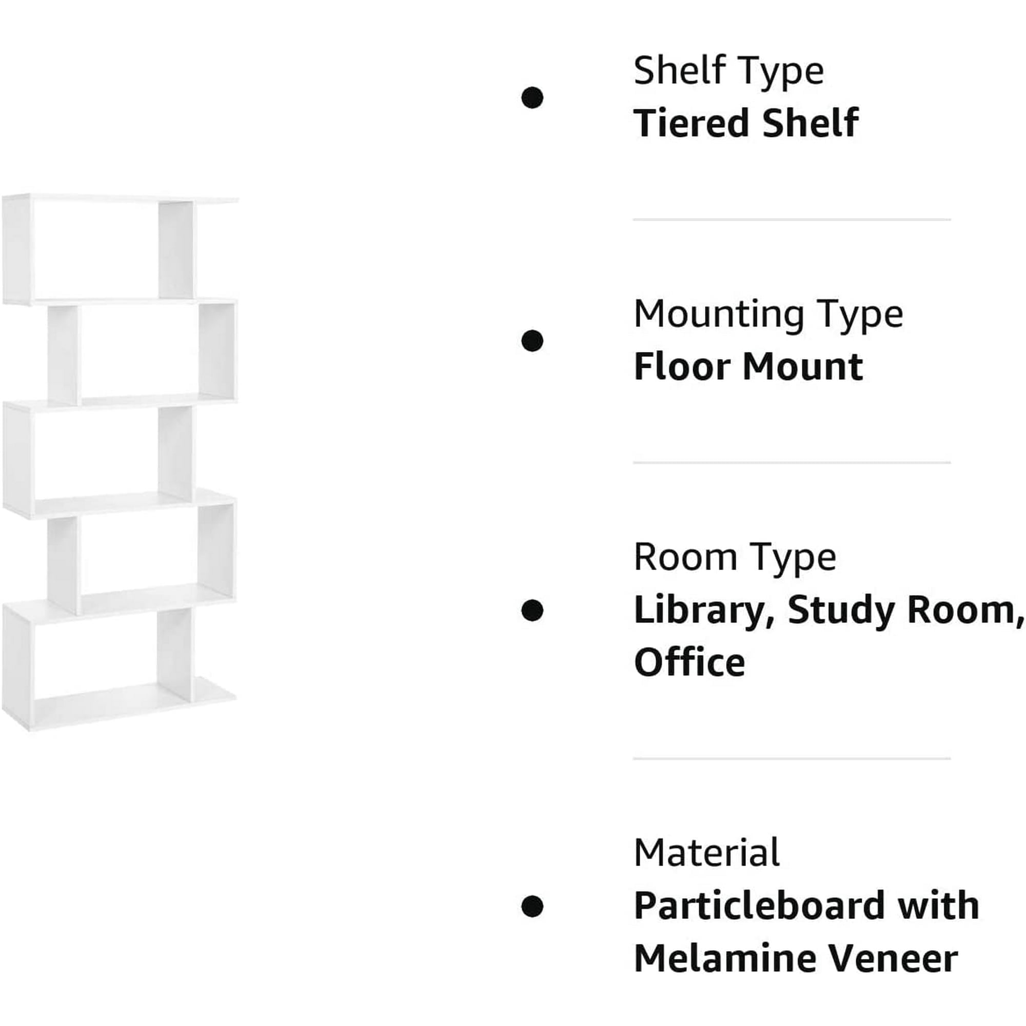 EDX 63" 5-Tier Bookshelf Organizer for Home Office, Stylish Display Storage Shelf Stand, White