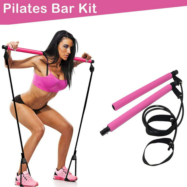 Portable Pilates Bar Kit W/Resistance Band Adjustable Exercise Stick Toning  Gym