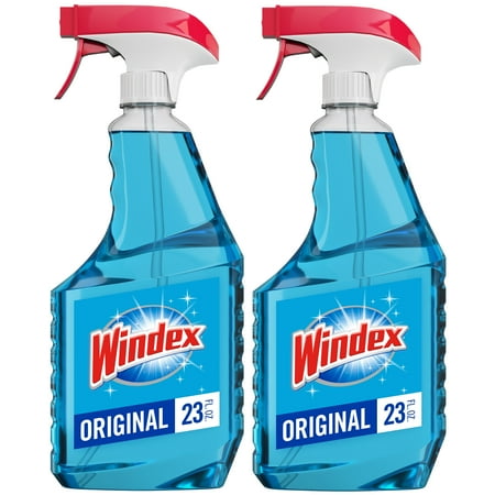 Household Glass - Windex Glass Cleaner Trigger Bottle, Original Blue, 23 fl oz (2 ct)