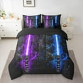 thumbnail image 2 of Castle Fairy Blue Purple Lightsaber Bedding Comforter Set 7pcs for Boys Girls,Universe Galaxy Queen Bedding Sets Super Cozy,Video Game Gamepads Queen Sheet Sets,Super Cozy Room Decor,Reversible, 2 of 8