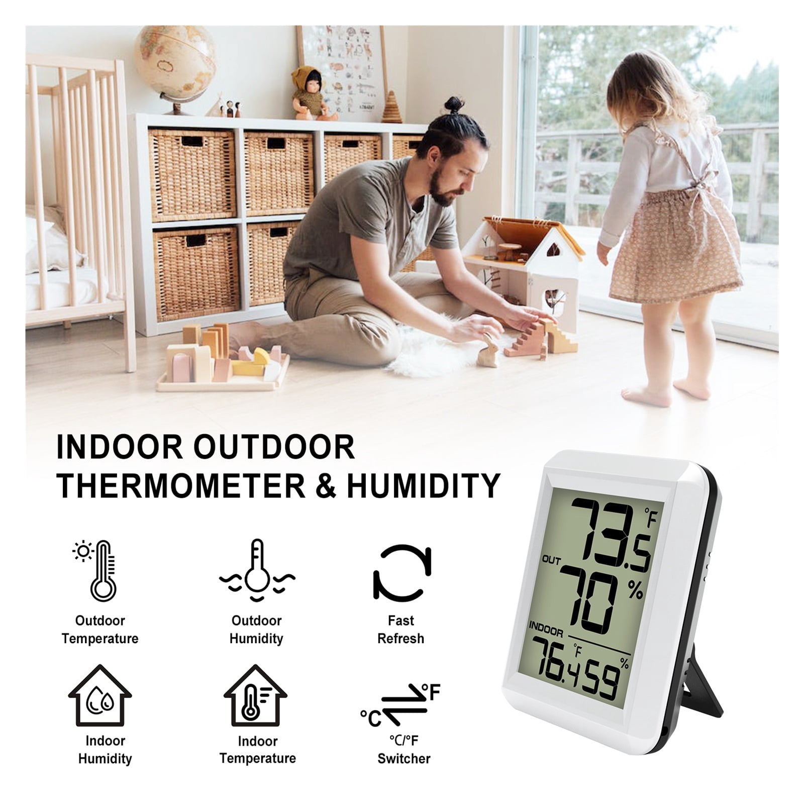 Wireless Weather Station, 328ft Remote Sensor Thermometer for Home & Garden