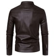 thumbnail image 3 of Men's stand-up collar PU leather jacket spring and autumn new jacket handsome motorcycle suit stand-up collar faux leather fashion slim jacket, 3 of 15
