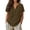 A#Brown108, variant on Puliio Women's Solid Henley Blouse Short Sleeve V Neck Button Front Linen Blend Casual Shirt