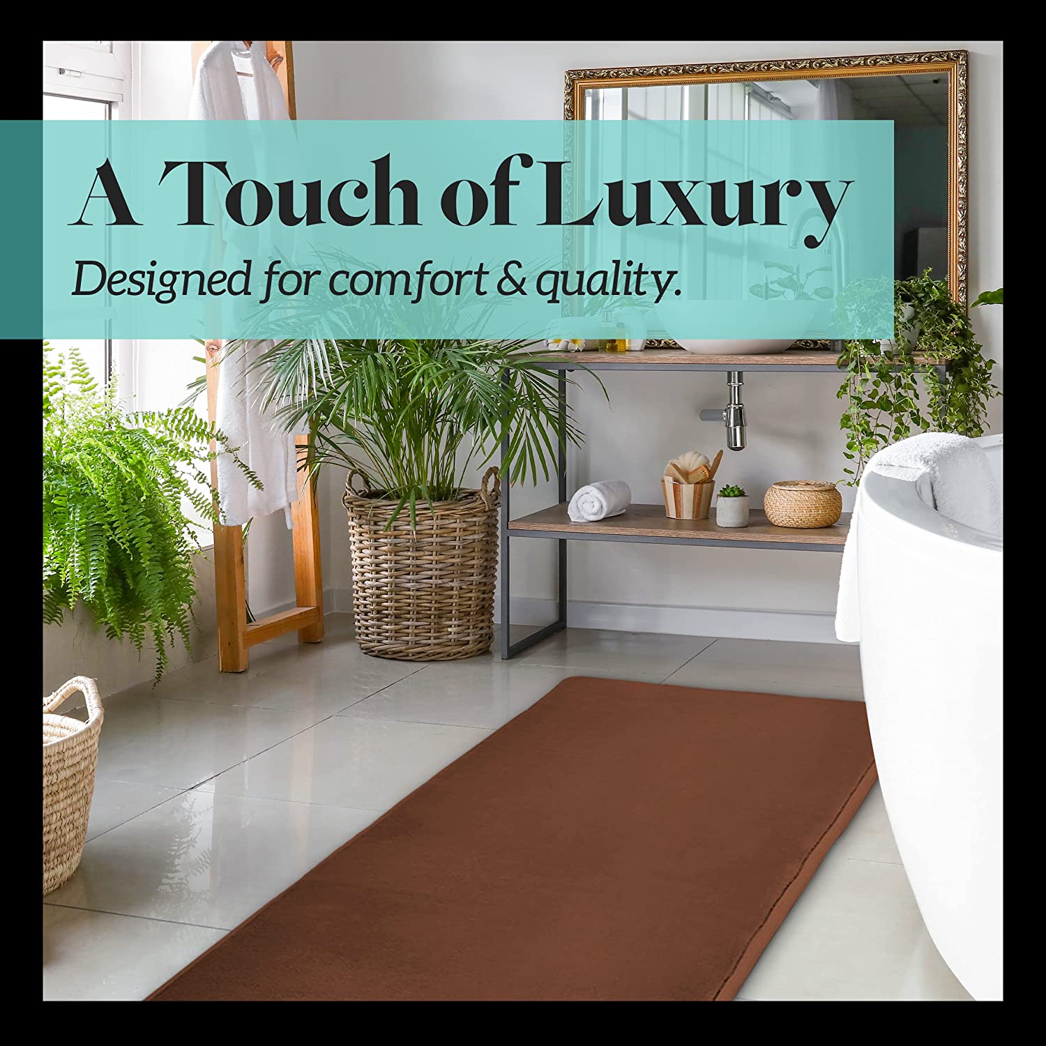 Bath Mats for Bathroom Non Slip - Brown 20" x 32" Memory Foam Bathroom Rugs - Quick Dry Bath Mat