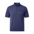 thumbnail image 5 of Men's Solid Short Sleeve Stand Collar Half Zip Outdoor Casual Sports Top Shirt Moisture Wicking Quick Dry UPF 50 Sun Protection Breathable Travel Gym Hiking Polo | JASKFLY,Navy M, 5 of 7