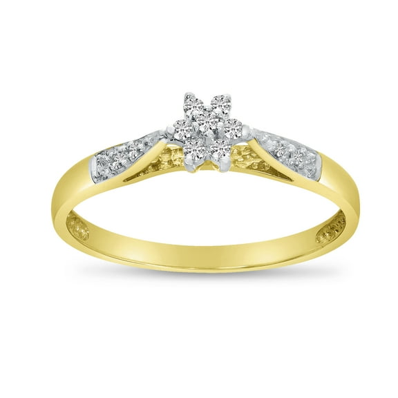 10K Yellow Gold Diamond Cluster Ring
