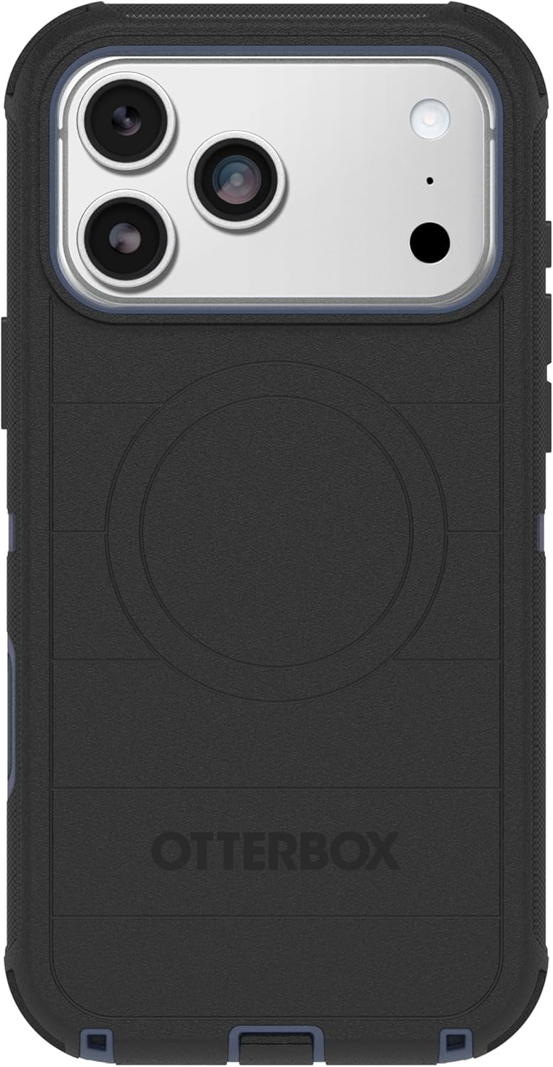 OtterBox iPhone 17 Pro Max (Only) - Defender Series Case - Black Shadow (Black & Blue) - Snaps on MagSafe - Tough - Rugged & Durable