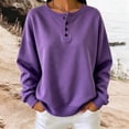 thumbnail image 2 of Sevevn Women's Henley Half Button Fleece Loose Long Sleeve Pullover Sweatshirt Fall Winter, 2 of 5