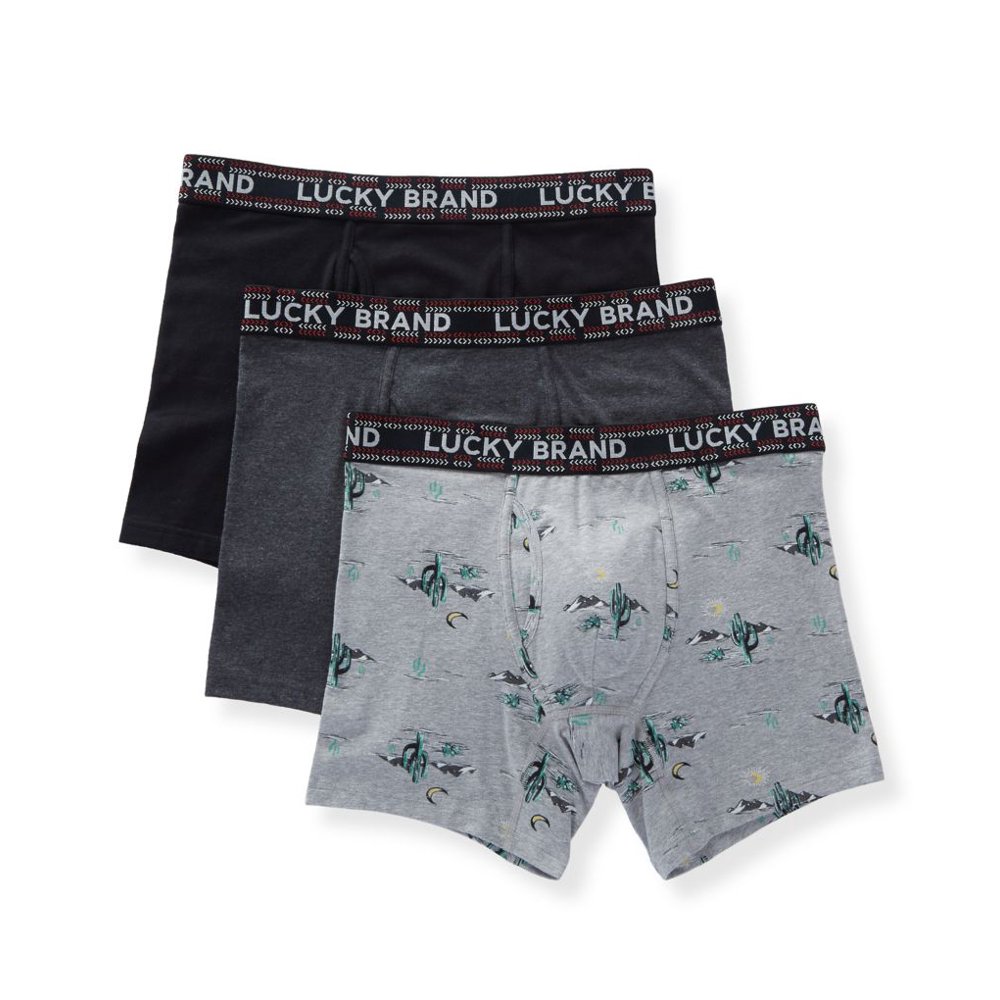 Lucky Men's Lucky 191QB07 Stretch Boxer Briefs 3 Pack (Charcoal