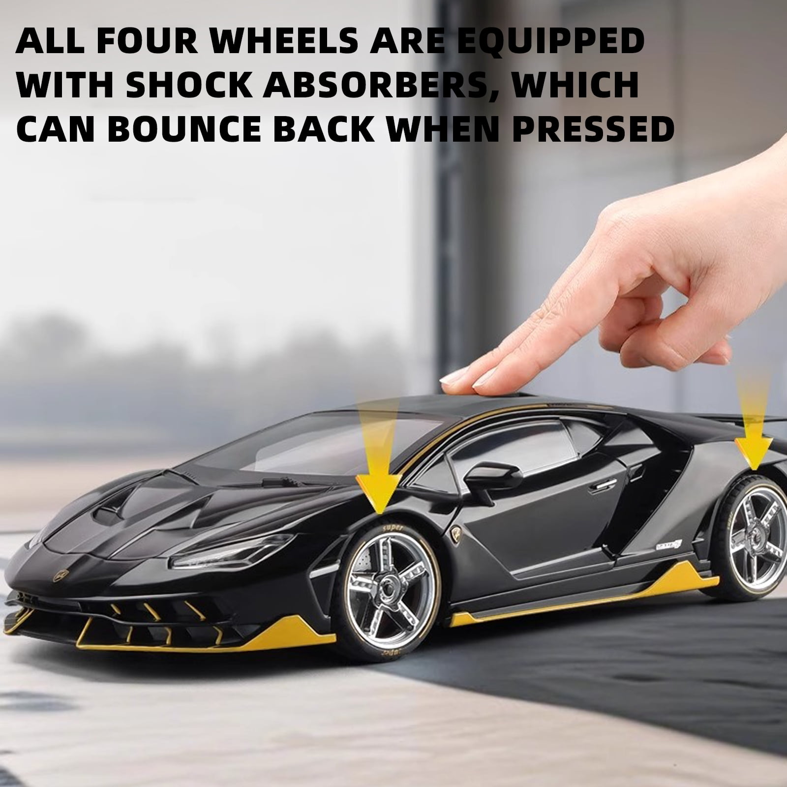 Anmyjuly 1:18 scale LP770 sports car model kits with Alloy Body, Shock Absorption Tires, Simulated Lights & Sound, Steerable Front Wheels & Adjustable Rear Wing, die cast metal toy cars