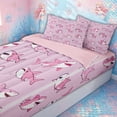 thumbnail image 3 of meiyoeat Girly Pink Shark Zipper Twin Comforter Sets with Fitted Sheet and 2 Pillowcases for Kids Boys Girls, Kawaii Ocean Animal Zipper Bedding Set, Pink Reversible, 4pcs, 3 of 6