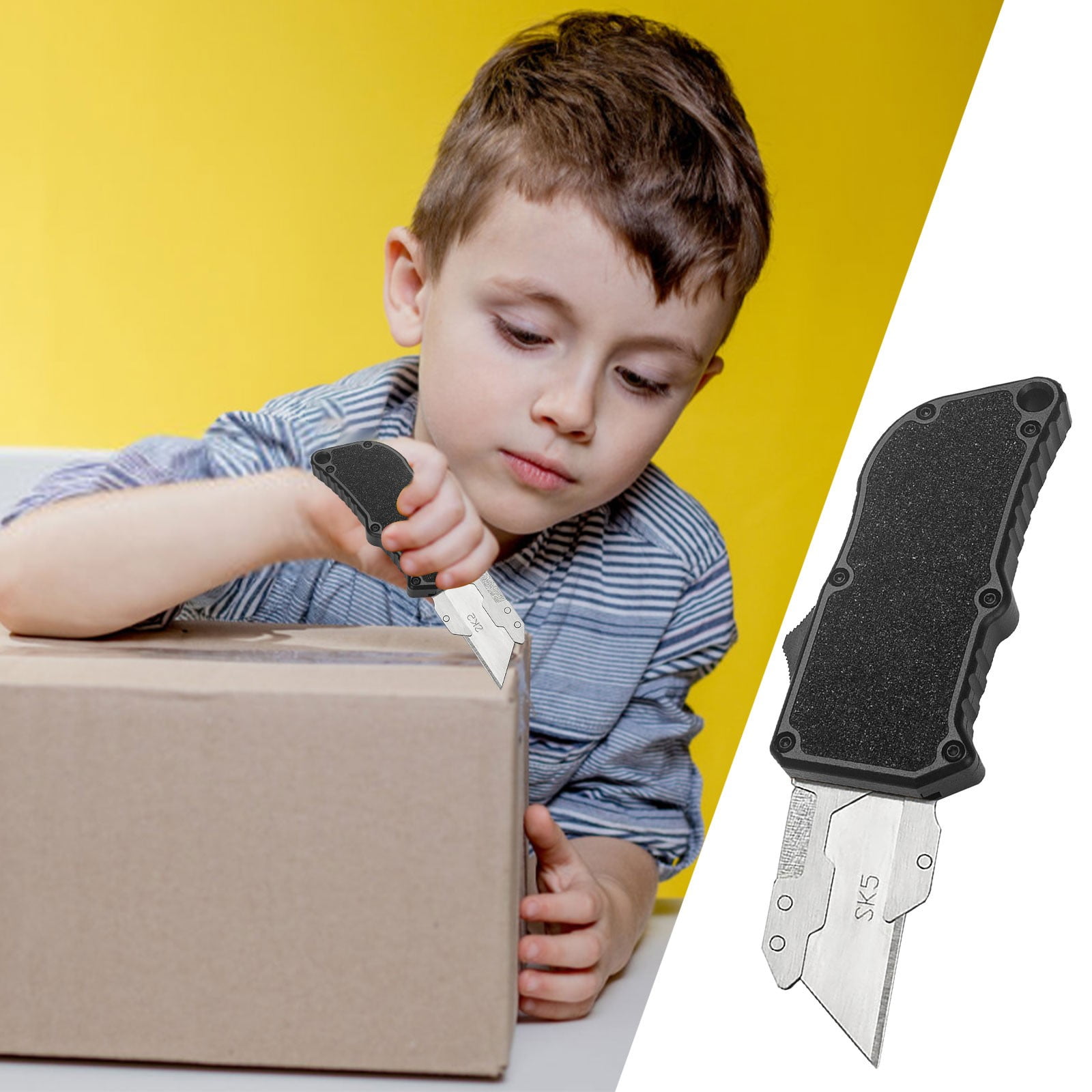 Black Metal Aerospace Aluminum Sandpaper Face Knife Handle Paper Cutter Utility Knife for Craft office Box Cutting With Aluminum Handle Ergonomic Grip