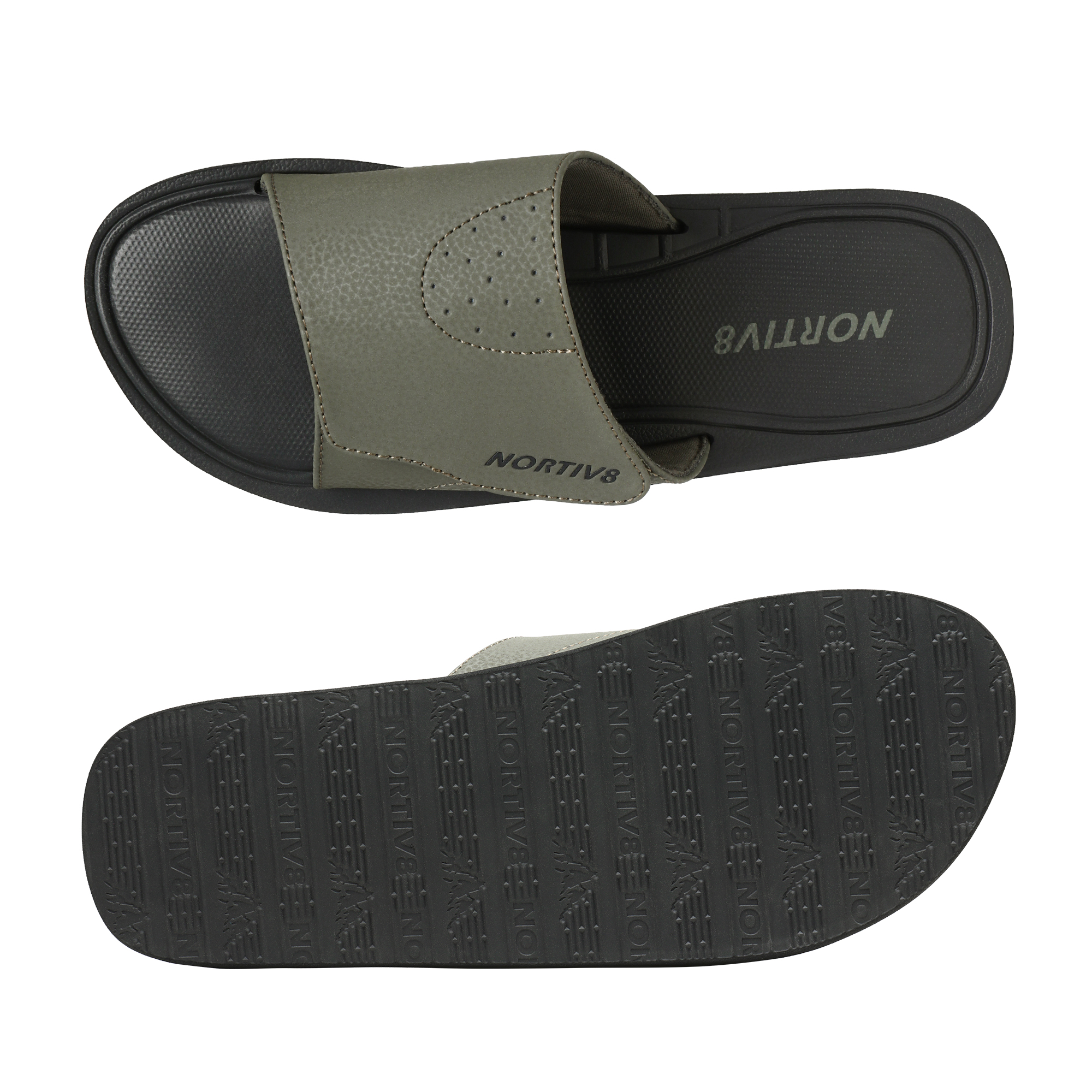 Nortiv8 Men's Memory Foam Adjustable Slide Sandals Comfort Lightweight Summer Beach Sandals Shoes FUSION OLIVE/GREEN Size 13 - image 3 of 5