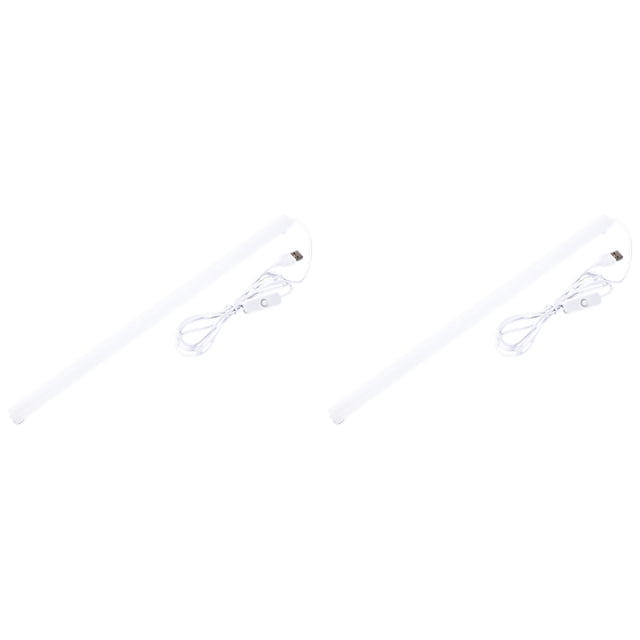 WUSUOWEI 2PCS Portable LED Under Cabinet Lighting,White Color,11Inch,LED Strip Light Bar with 5FT Cord,Counter Light,Reading Desk Lamp for Work Table,Cabinet Shelves,Closet,Kitchen