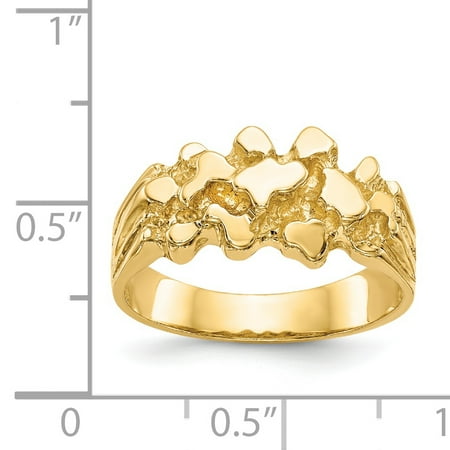 14k Yellow Gold Nugget Band Ring Size 7.00 For Women Gift Set