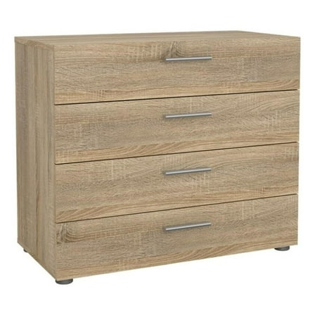 Pemberly Row Contemporary 31"W 4-Drawer Bedroom Storage Chest in Oak