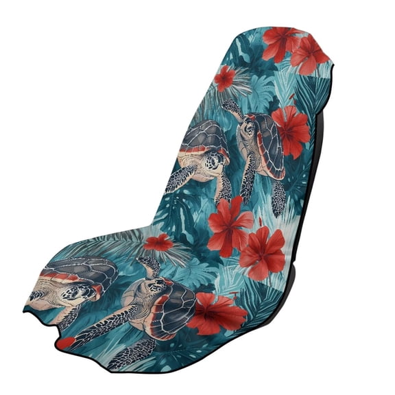 Uorisanigo Car Seat Cover Protector Easy to Install Red Hibiscus Turtle Bucket Towel Seat Covers Universal Fit for Most Cars Women Men Auto Accessories Protectors Decor